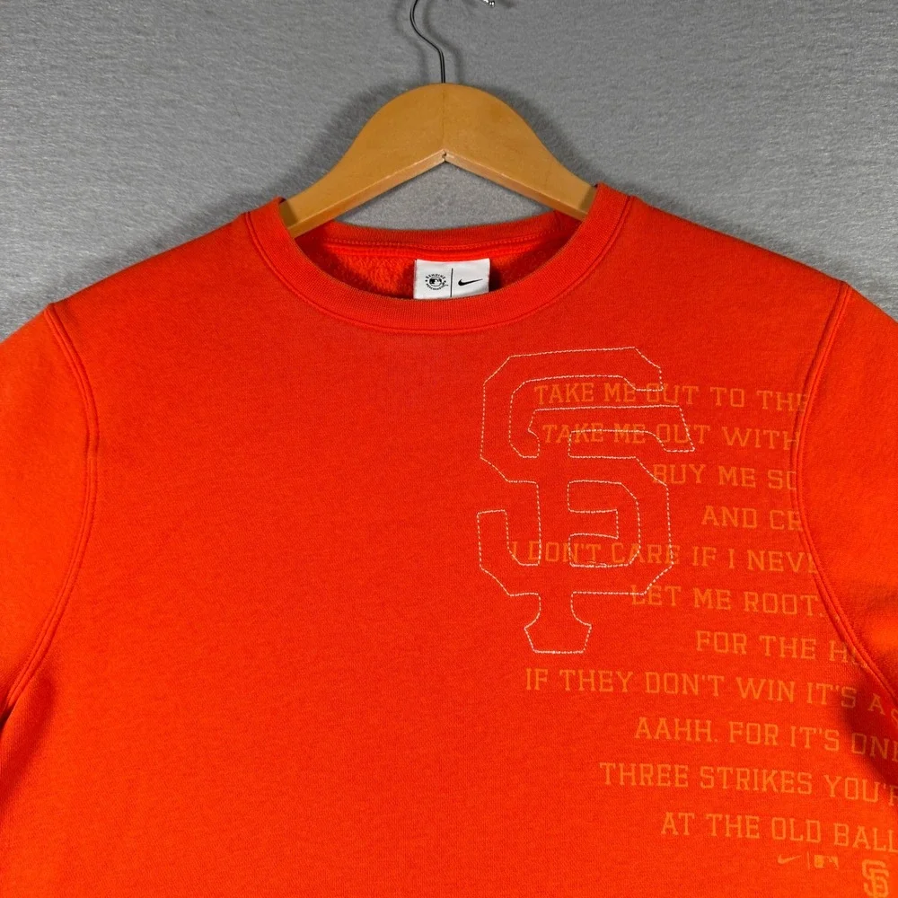 Nike San Francisco Giants MLB Orange Crewneck Sweatshirt Mens Small NKGX-89L